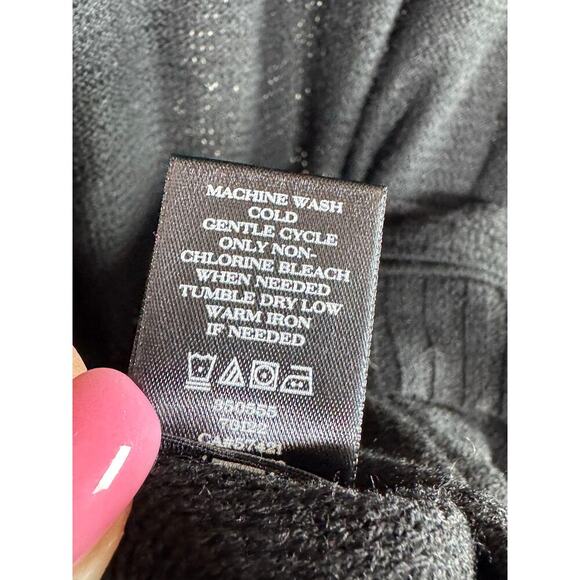 NWT Ann Taylor Cowl Neck Asymmetrical Hem Open Knit Lightweight Black Sweater M - Picture 8 of 9